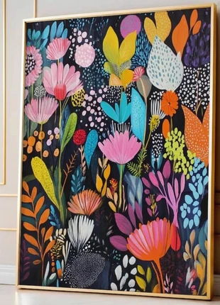 A3 Framed Colourful Botanical Poster - Modern Floral Wall Art in Gold Frame, brand: jn, condition: New with tags, £17.99, £19.59 includes Buyer Protection Pro