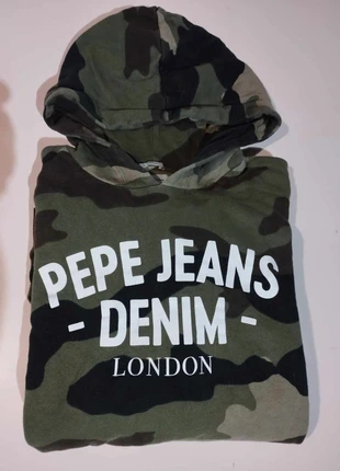 Sweat à capuche camouflage Pepe Jeans London, vert kaki, logo blanc, taille s, brand: Pepe Jeans, condition: Very good, size: S, €19.00, €20.65 includes Buyer Protection