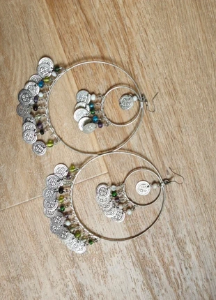 Boucles d'Oreilles Créoles Bohèmes Argentées légères, état: Très bon état, 3,00 €, 3,85 € Protection acheteurs incluse