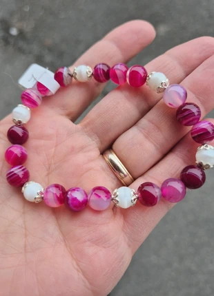 Bracelet en pierre d'agate rose et blanche, marca: bymyself, estado: Nuevo con etiquetas, 7,00 €, 8,05 € Protección al comprador incluida