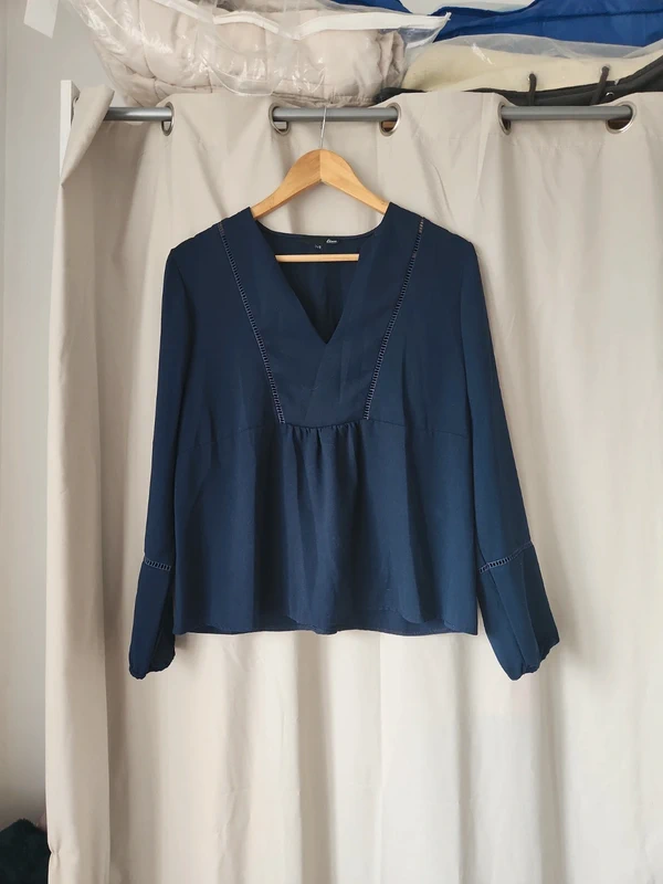 🌺Blouse à manches longues bleu marine Etam T38/M🌺