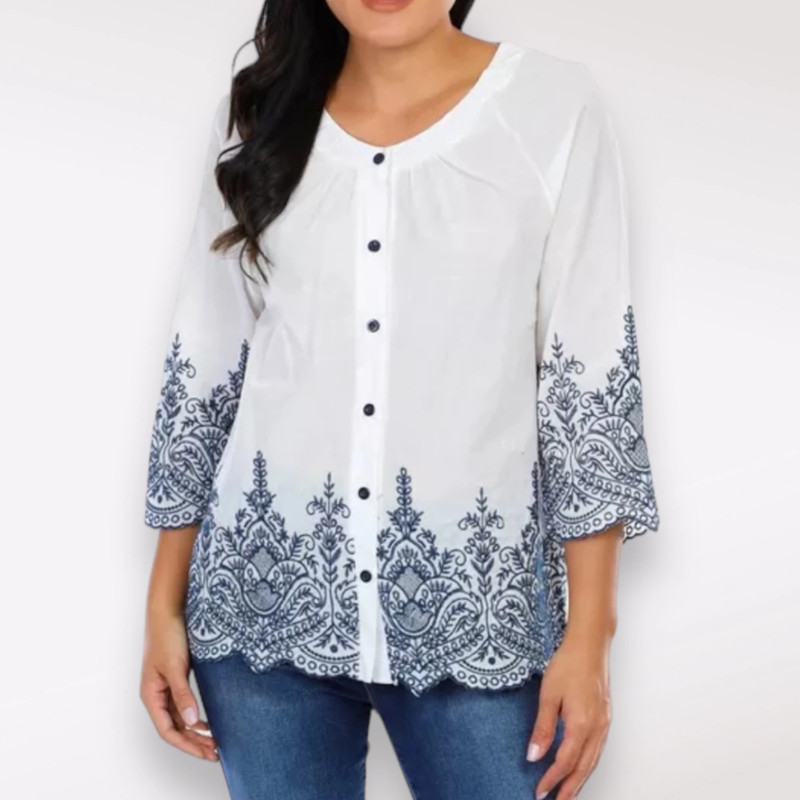 Ana & Rose Embroidered Button Down Blouse NWT Medium *FLAWED* 1