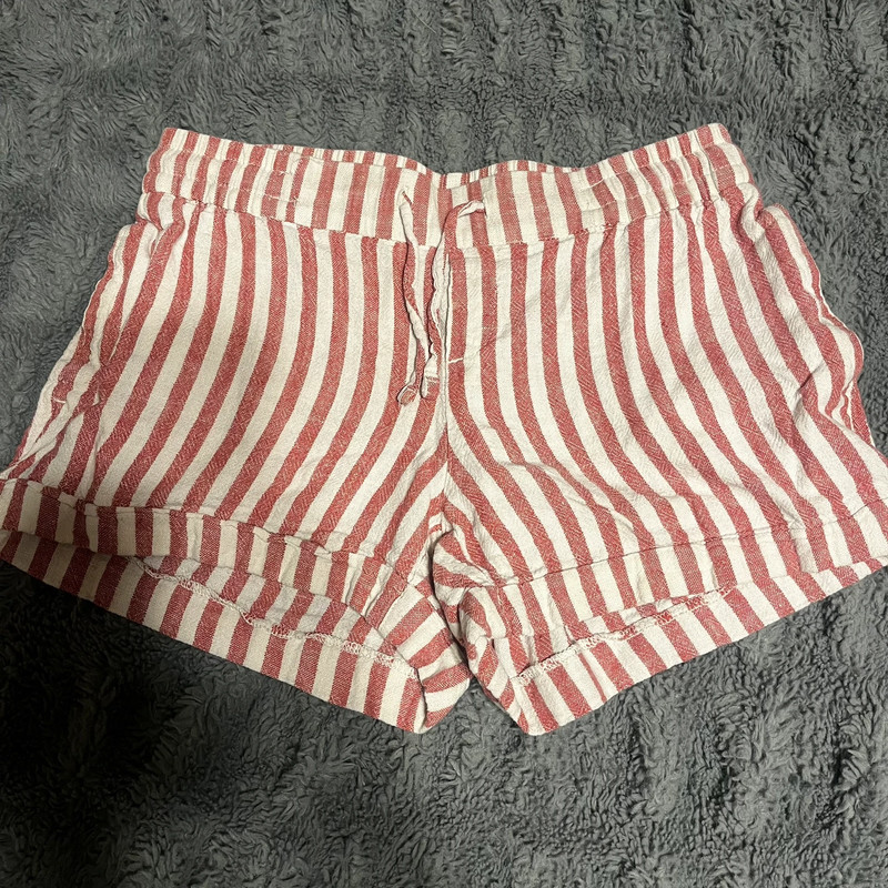 Pink & White Striped Shorts 1