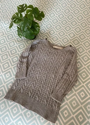 Pull gris torsadé Zara 36/S manches 3/4 en coton, brand: Zara, condizioni: Ottime, taglia: S / IT 40 / EU 36, €6.00, €7.00 include la Protezione acquisti