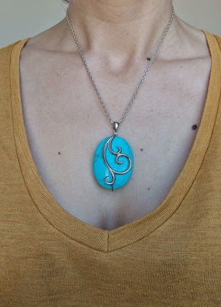 Pendentif Turquoise ovale et Argent, zustand: Sehr gut, 18,50 €, 20,13 € inklusive Vinted-Käuferschutz