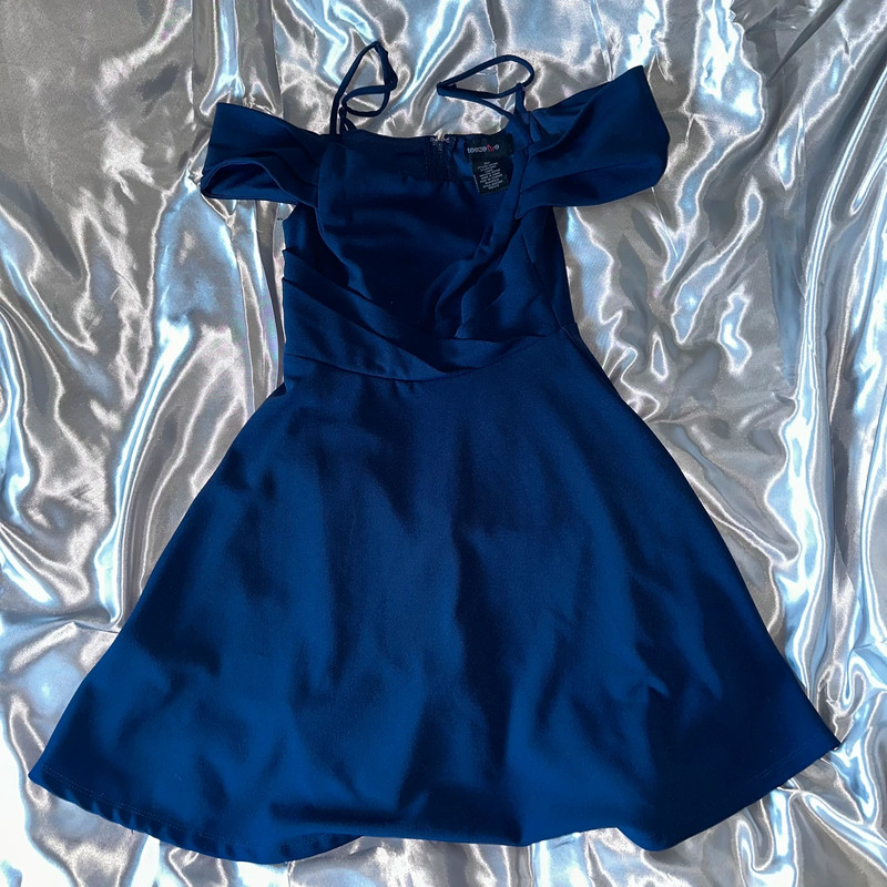 (Teeze Me) Royal Blue Off-Shoulder Dress with Straps 1