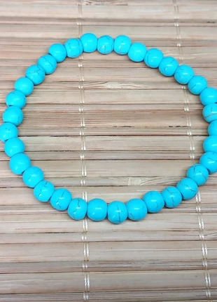Bracelet en perles de pierres polies 6 mm Turquoise, zustand: Neu, 2,10 €, 2,91 € beinhaltet Vinted-Käuferschutz Pro