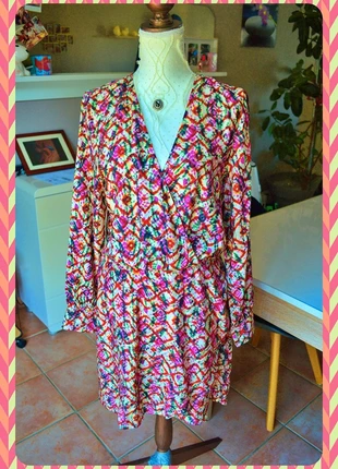 robe casual Promod rose et multicolore taille Xl, marque: Promod, état: Très bon état, taille: XL / 42 / 14, 11,50 €, 12,78 € Protection acheteurs (Pro) incluse