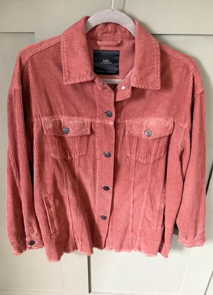 Zara Dusty Rose Corduroy Jacket with Frayed Hem - Outerwear, brand: Zara, condition: Very good, size: XS / 34 / 6, €10.00, €11.20 includes Buyer Protection