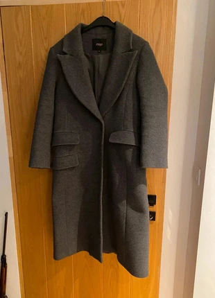 Manteau long Pardessus Maje croisé en feutre laine gris anthracite fente au dos -Taille S ou 36, marque: Maje, état: Très bon état, taille: S / 36 / 8, 117,00 €, 123,55 € Protection acheteurs incluse