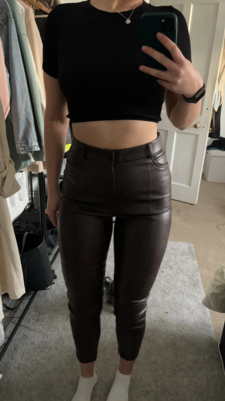 Brown Zara leather leggings