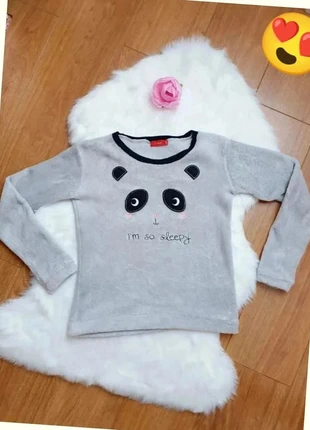 Haut de pyjama tout doux en pilou gris panda i'm so sleepy, brand: Tissaia, condition: Very good, size: 12 years / 152 cm, €7.00, €8.05 includes Buyer Protection
