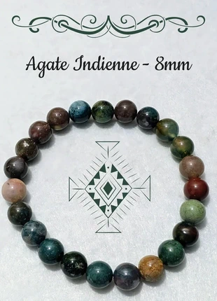Bracelet en pierres Agate indienne - 8mm, brand: Fabrication Artisanale, condition: New without tags, €4.30, €5.22 includes Buyer Protection Pro