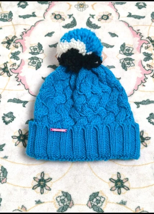 Bonnet chaud à pompon Salomon en laine épaisse tressée / torsadée bleu vif - femme TU, marque: Salomon, état: Très bon état, taille: Taille unique, 26,60 €, 28,63 € Protection acheteurs incluse