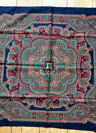 Laura Borghese Silky Square Scarf Navy Green & Red Traditional Print 29” Lovely, brand: laura borghese, condition: Good, £5.50, £6.48 includes Buyer Protection Pro
