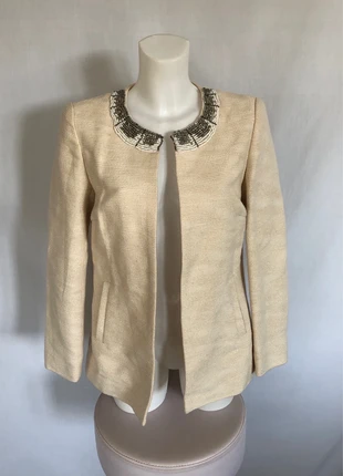 Blazer 123 beige chiné avec col bijoux taille 36 très bon état , marque: 123, état: Très bon état, taille: S / 36 / 8, 20,00 €, 21,70 € Protection acheteurs incluse