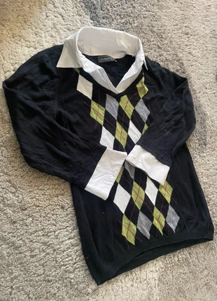 Magnifique pull col en V vintage éléments noir avec motif en losange, marke: Vintage Dressing, zustand: Sehr gut, größe: S / 36 / 8, 8,00 €, 9,10 € inklusive Vinted-Käuferschutz