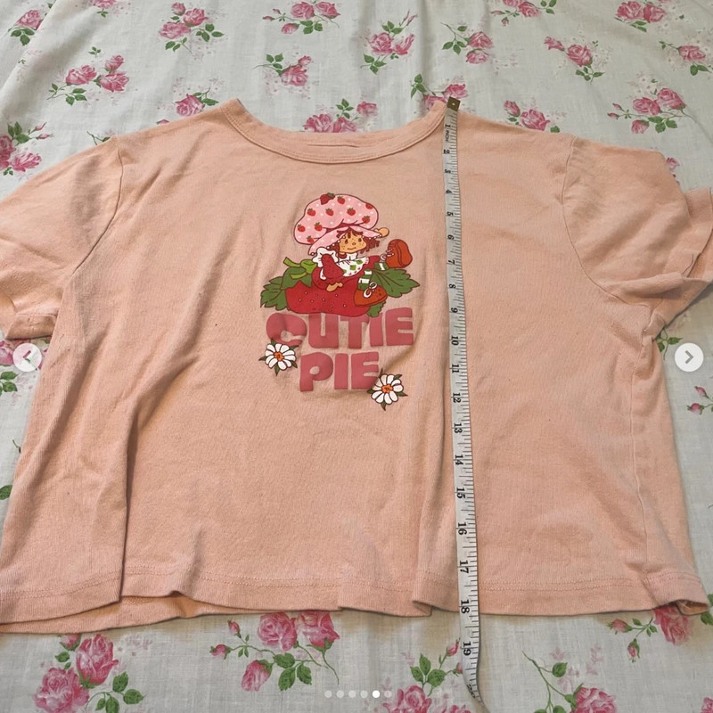 90s Strawberry Shortcake pink graphic cropped t-shirt top 5