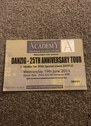Danzig ticket stub,2013, brand: Ticket, condition: Very good, £6.00, £7.00 includes Buyer Protection