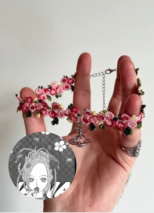 Collier - Choker - Broderie - Fleur - Rouge - Rose - Orbe - Saturne - Cosplay - Nana Osaki, merk: Nana, staat: Heel goed, € 22,90, € 24,75 inclusief Kopersbescherming