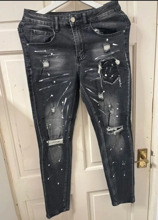 men’s black and white paint splattered jeans size 28, brand: Shein, condition: Very good, size: W28, £5.00, £5.95 includes Buyer Protection