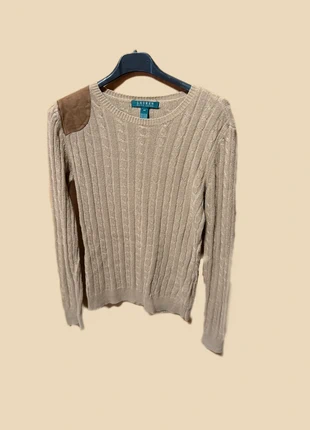 Maglione Lauren Ralph Lauren a trecce beige con toppe taglia XS, brand: Ralph Lauren, condizioni: Ottime, taglia: XS / IT 38 / EU 34, €25.00, €26.95 include la Protezione acquisti