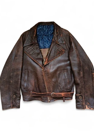 Vintage 40s WW2 Brown Leather Aviator Jacket - Cropped Faded Distressed Size M-L, marke: vintage 1940, zustand: Gut, größe: L, 185,00 €, 194,95 € inklusive Vinted-Käuferschutz