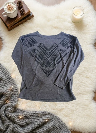 Sweat gris chiné - Imprimé graphique noir, condition: Very good, size: S / 36 / 8, €2.00, €2.80 includes Buyer Protection