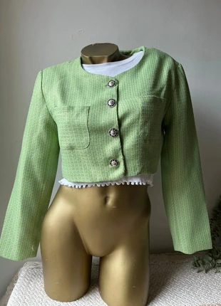 Joli blazer court vert pomme en tweed – Taille S – Neuf avec étiquette, brand: Aikha, condition: New with tags, size: S / 36 / 8, €24.00, €25.90 includes Buyer Protection