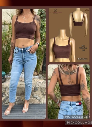 🤎 Crop top marron ajouré Zara – Taille xs/s SOLDÉ-60% 🤎, brand: Zara, condizioni: Ottime, taglia: XS / IT 38 / EU 34, €5.60, €6.58 include la Protezione acquisti Pro