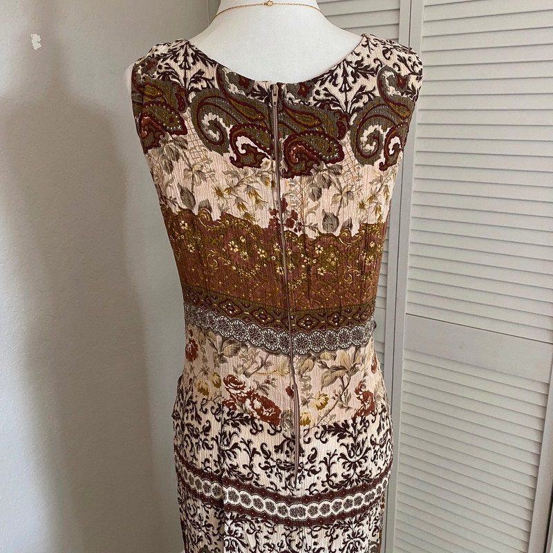 Vintage garden fairy brown tan boho hippie wrap midi maxi dress 2