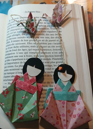 Lot de 2 marques pages kokeshis et grues en origami #25, marca: Origami, estado: Nuevo sin etiquetas, 11,00 €, 12,25 € Protección al comprador incluida