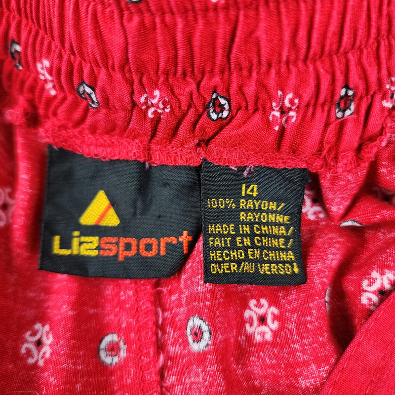 Liz Sport Vintage Red Floral Pleated Bermuda Wide Leg Shorts Knee-length Size 14 4