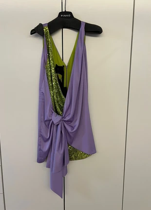 Abito Pinko lilla e verde con paillettes – taglia 40 NUOVO con cartellino, marque: Pinko, état: Neuf avec étiquette, taille: S / 36 / 8, 150,00 €, 158,20 € Protection acheteurs incluse