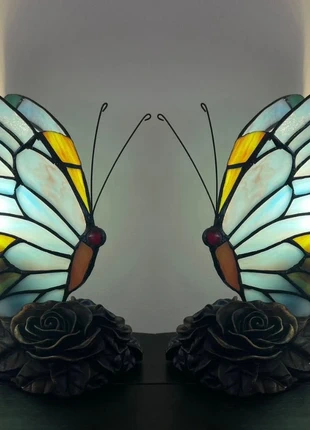 Set van 2 Vlinder Tafellampen glas in lood Tiffany stijl, brand: Art, condizioni: Nuovo senza cartellino, €129.00, €136.15 include la Protezione acquisti Pro