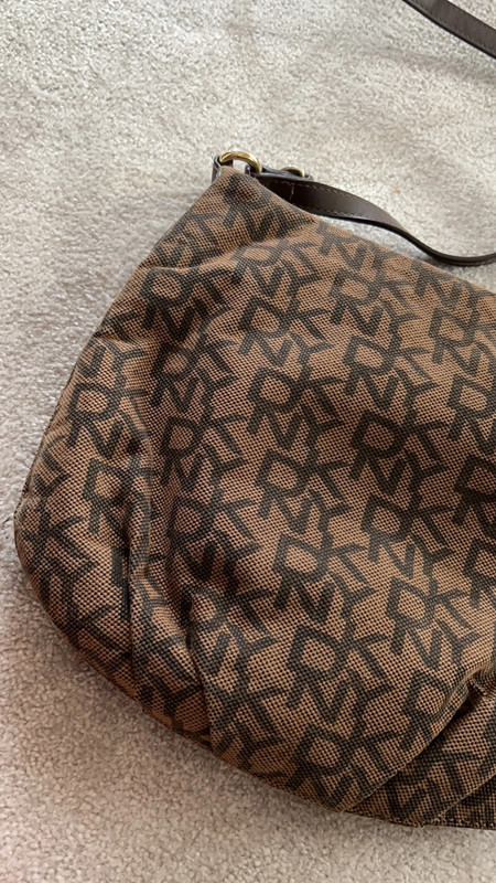 Dkny, Bags, Auth Dkny Brown Monogram Shoulder Bag