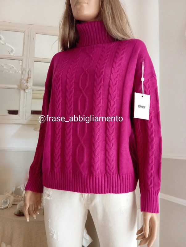 Maglione fucsia collo alto sales