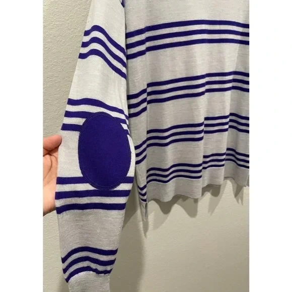 Merino Wool Triple Stripe Elbow Patch Sweater