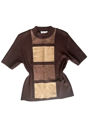 Top marron beige vintage crochet velours style bohem hippie 70s, marca: Attitude, estado: Muito bom, tamanho: XL / 42 / 14, €19.00, €20.65 inclui Proteção do Comprador Pro