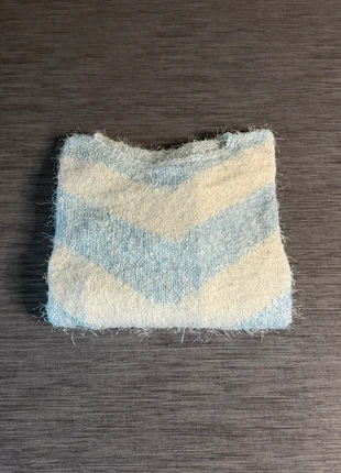 Pull en laine fait main – Blanc et bleu clair – Taille L, marke: Fait Main, zustand: Sehr gut, größe: L / 40 / 12, 12,00 €, 13,30 € inklusive Vinted-Käuferschutz