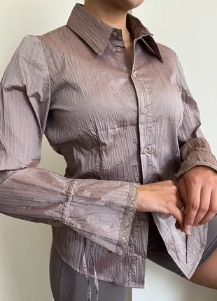 Chemise effet froissé satiné violet vieux rose manches dentelle vintage y2k, brand: Vintage, condition: Very good, size: M / 38 / 10, €20.00, €21.70 includes Buyer Protection