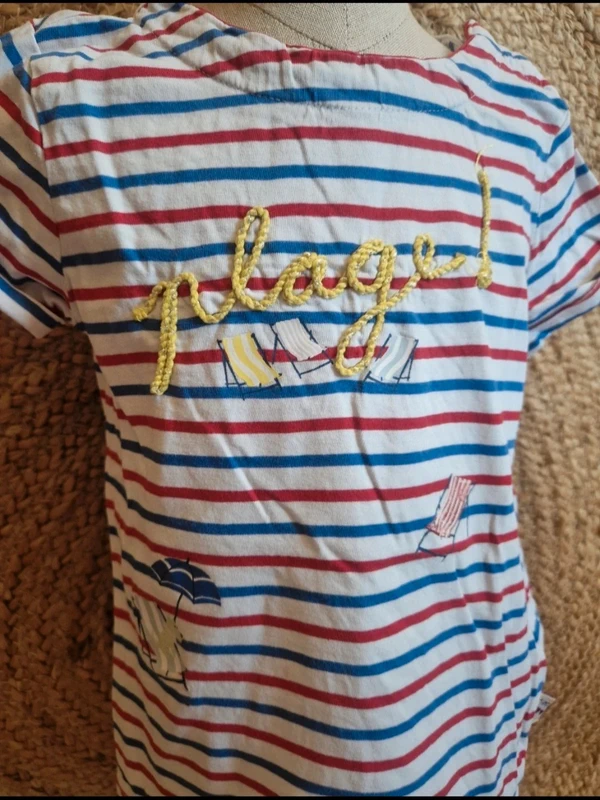 Jolie tee-shirt blanc à rayure plage fille sergent major 6 ans - photo numéro 2