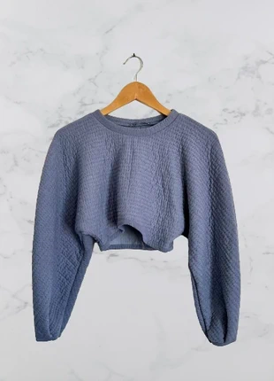 Sudadera croptop sin capucha color azul grisaceo Zara, marca: Zara, estado: Muy bueno, tamaño: S / 36 / 8, 15,00 €, 16,45 € Protección al comprador incluida