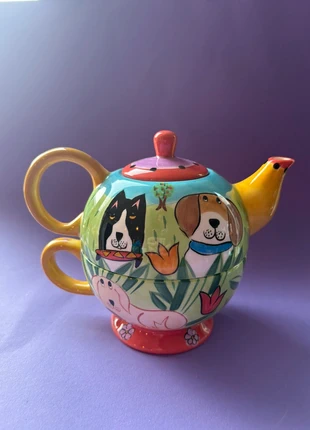 2001 Candace Reiter Design Dogzilla Stackable Teapot And Cup, merk: dogzilla, staat: Goed, € 19,95, € 21,65 inclusief Kopersbescherming