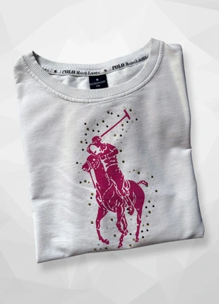 Sweat Ralph Lauren femme – Blanc cassé – Logo rose strass – Vintage rare, brand: Ralph Lauren, condition: Very good, size: L / 40 / 12, €38.00, €40.60 includes Buyer Protection