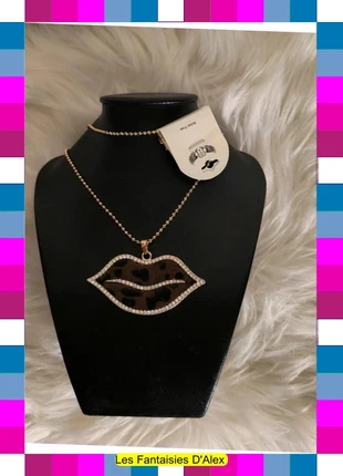 Collier sautoir bouche léopard, condition: Good, €6.00, €7.00 includes Buyer Protection Pro