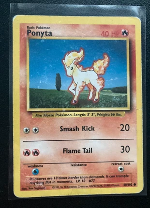 Originele Pokémonkaart - Ponyta (60/102) - Set: Base Set 2 - 1999, merk: Pokémon, staat: Veelgebruikt, € 1,00, € 1,75 inclusief Kopersbescherming