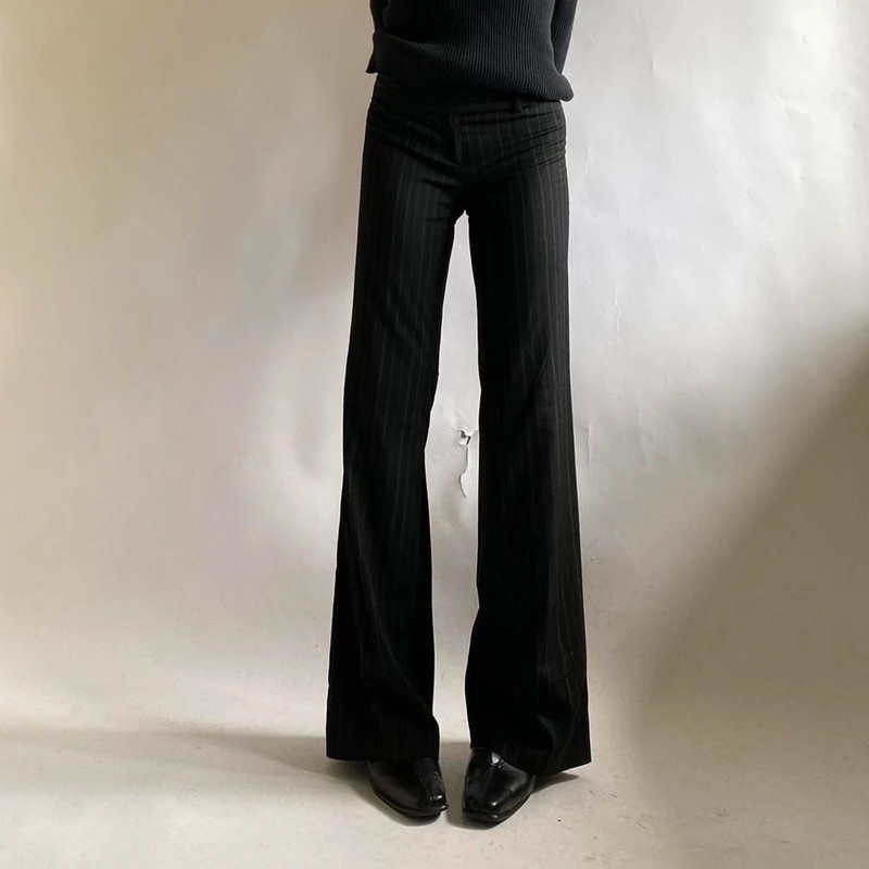 Vintažinės ( vintage black pinstripe office chic pants/trousers) juodos kelnės 4