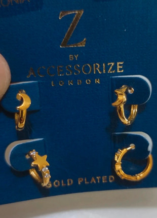 Accessorize Gold Plated Multi-Pack Earrings – 2 Pairs Moon & Star mini Huggable Hoop Earrings, brand: Accessorize, condition: New without tags, £6.99, £8.04 includes Buyer Protection
