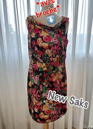 🆕NEUVE🥂Fêtes 💯polyester🇫🇷Robe courte👩femme🎨multicolore 🇳🇱Korte Jurk👩dames 🎨meerkleurig📦069, brand: New Saks, condition: New without tags, size: XL / 42 / 14, €3.75, €4.64 includes Buyer Protection